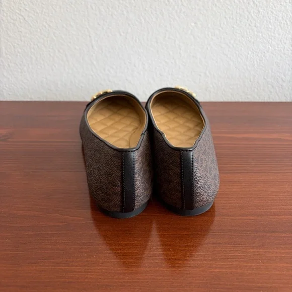 Michael Kors Brown and Black MK Logo Ballet Flats - Picture 4 of 5